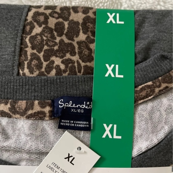 (NWT) Splendid Gray Cheetah leopard Print Ladies' 2-piece Pajama Set, XL - Picture 4 of 8